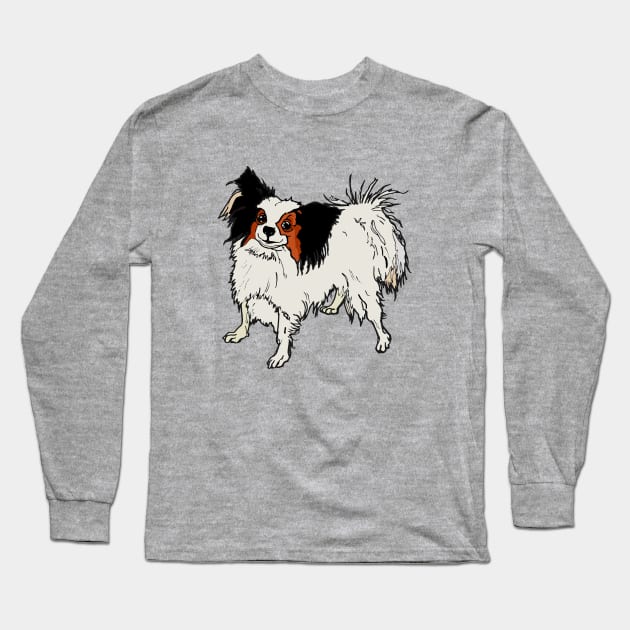 Papillon Dog Long Sleeve T-Shirt by minniemorrisart